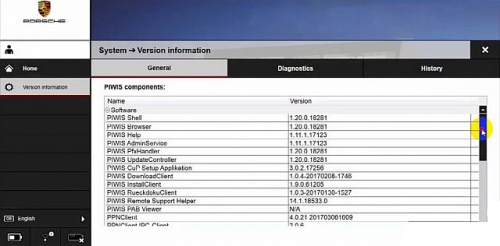 Образ программы диагностики Porsche PIWIS III одной из версий под VAS6154